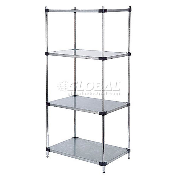 Nexel Galvanized Steel, 4 Tier, Solid Shelving Starter Unit, 54Wx24Dx86H 24548SZ - main